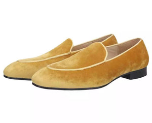 Men’s Gold Velvet Loafers