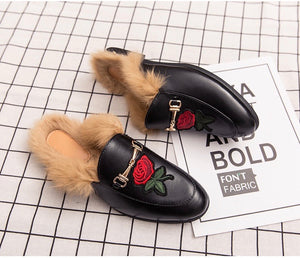 Men’s Roses Black Leather Loafers
