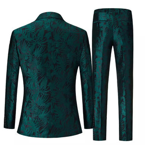 Men Green Double Breasted 2 Piece Pant