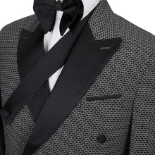 Men’s 2 Piece black lapel double breasted Suit