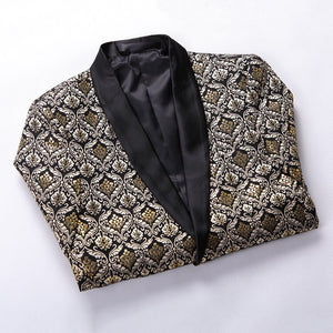 Men Gold Floral Blazer