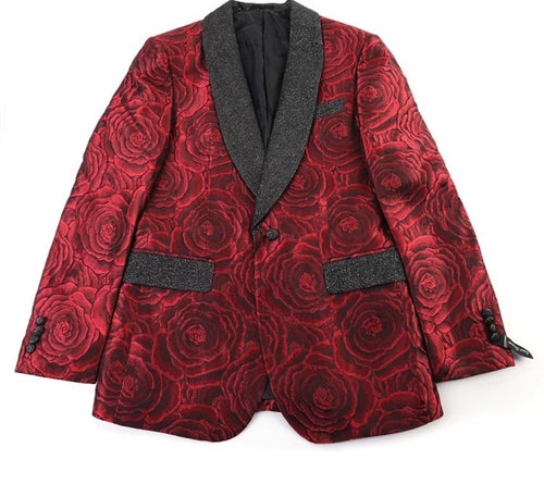 Men’s Red Black Lapel Tuxedo