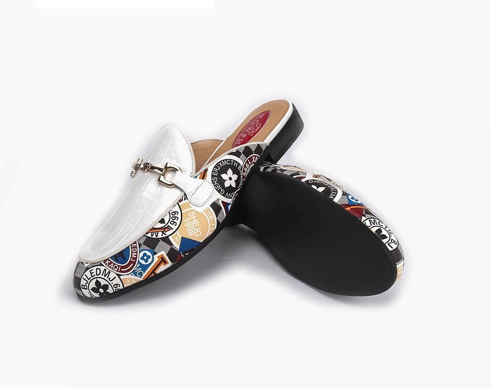 Men Print Leather Loafers