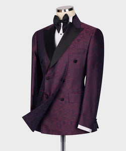 Men’s Purple Black double breasted suit