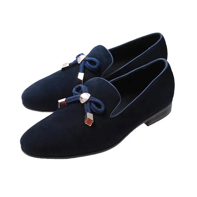 Men’s Navy Blue Bowtie Loafers