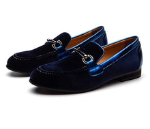Men Blue Velvet Loafers