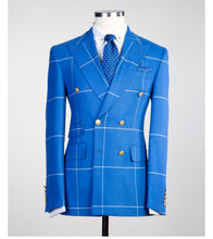 Men’s DOUBLE BREASTED Blue Stripes SUIT