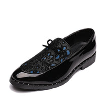 Men’s Classic Floral Print Blue Loafers