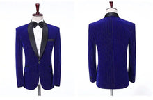 Men’s 3 Piece Royal Blue Velvet Strip Suit