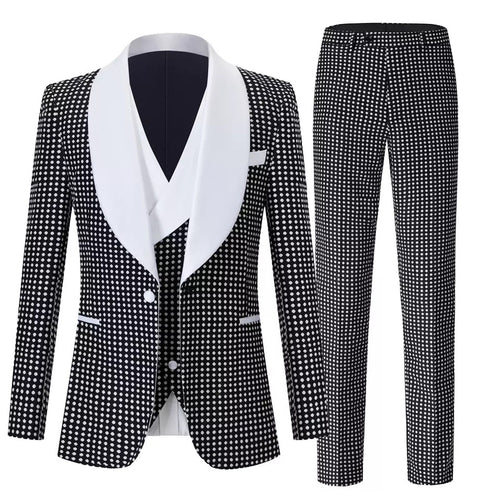 Men’s 3Pc White Black Tuxedo