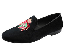 Men Dress Green Black Velvet Loafers