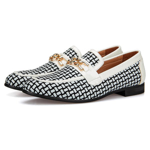 Men’s Leather White Gray Loafers