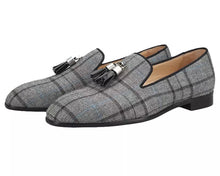 Men Grey Fabric Loafers