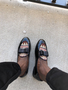 Men Black Bow Tie Loafers