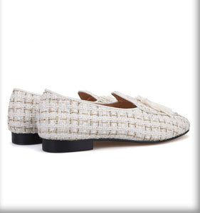 Men’s Knit White tassel Loafers