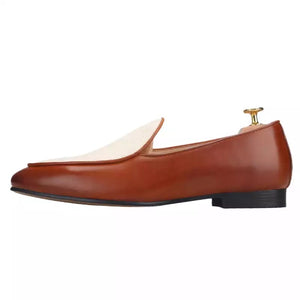 Men’s Brown Leather Off-White Loafers