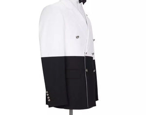 Men’s 2 Piece Slim Fit White black double breasted Suit