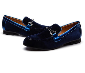 Men Blue Velvet Loafers
