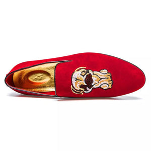 Men Dog Red embroidery Loafers