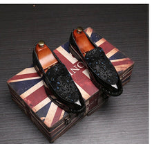 Men’s Classic Floral Print Blue Loafers