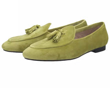 Men’s Tassel Green Velvet Loafers