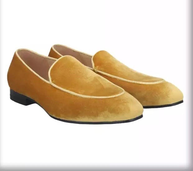 Men’s Gold Velvet Loafers