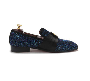 Men’s Leather Blue Shiny Loafers