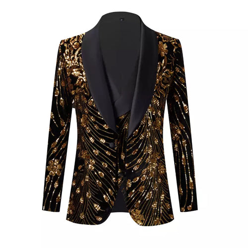 Men’s 2Pc Gold Glitter Blazer