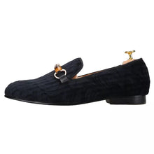 Men’s Velvet Navy Blue Loafers