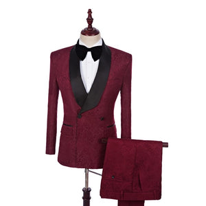 Men’s Burgundy Groom Tuxedo + Pants