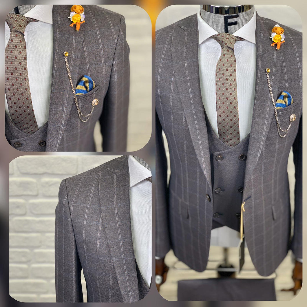 Men’s Gray Business 3 Piece Suit