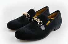 Men gold chain buckle Loafers