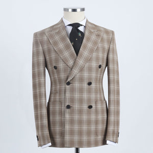 Men’s Plaid double-breasted Light brown 2pc Suit