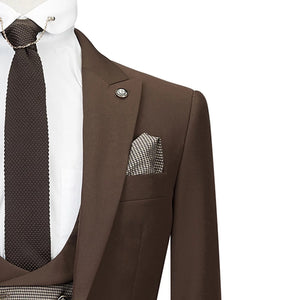 Men’s 3 Piece Slim Fit Coffee Suit