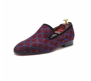 Men’s Burgundy Blue Loafers Shoes