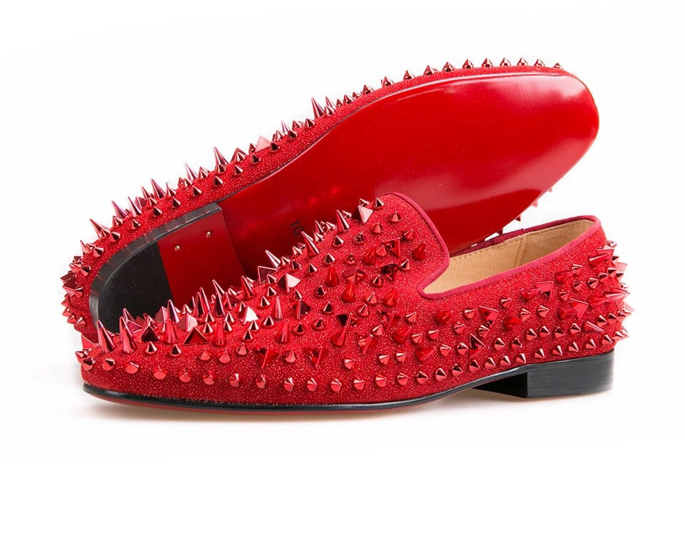 Men Red spikes Loafers Shoes