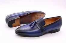 Men's Tassel Blue Genuine Leather Loafers