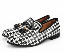 Men White Leather Print Loafers