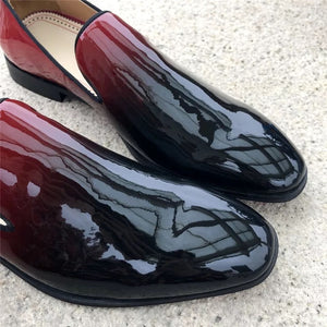 Men Black Red Leather Loafers