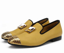 Men Leather Gold Buckle Loafers