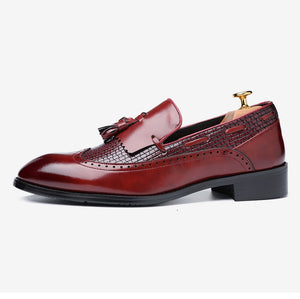 Men’s Classic Wine Red Leather Loafers