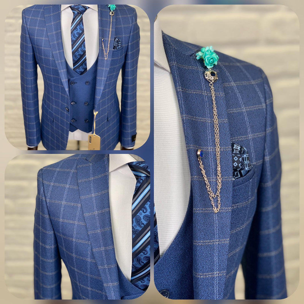 Men’s Blue Business 3 Piece Suit