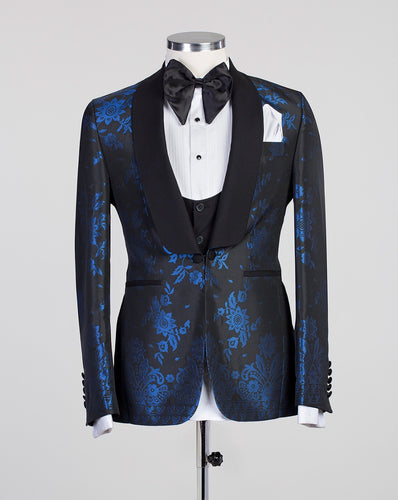 Men 3Pc Print Tuxedo +Vest+Pants