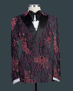 Men’s Red Flower 2 Piece Double Breasted Tuxedo