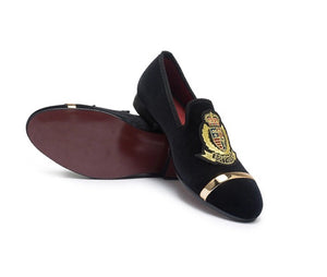 Men Velvet Gold Buckle Loafers