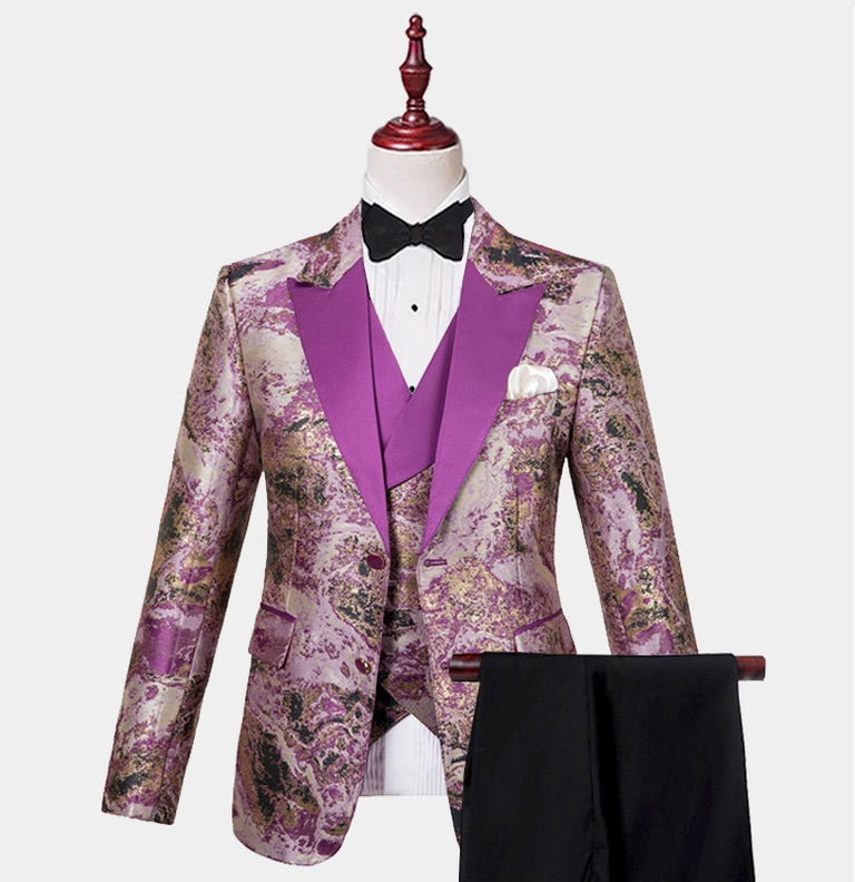 Men’s Purple Lapel Tuxedo 3 Piece
