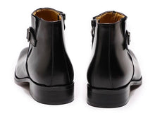 Men's Black Ankle Strap Zipper Boots