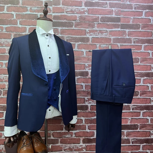 Men’s Tailor-Made Navy Blue 3Pc Tuxedo