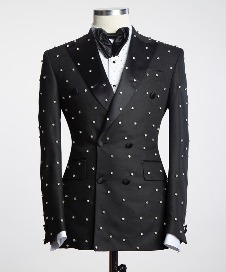 Men’s Crystal Black double button 2 Piece Suit