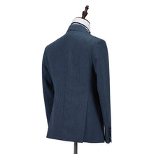 Men’s 2 Piece Navy blue lapel double breasted Suit